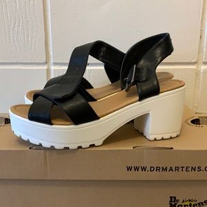Black faux leather sandals